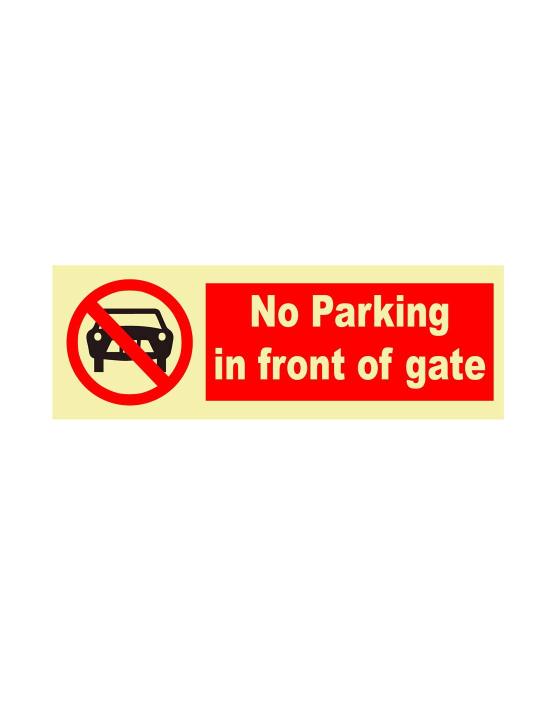 no parking in front of gate sticker signage sign board Yellow Red ...