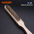 HARDEN Stainless steel wire brush With Wooden Handle 611554.