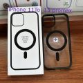 Transparent Magnetic Phone Case with Box for Magsafe Wireless Charging iPhone 11 to 15 pro max Mobile -Black Cases. 