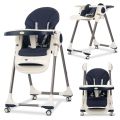 Baybee 3 in 1 Emperia Baby High Chair for Kids, Baby Chair with Recline, 6 Adjustable Height & Wheels, Baby Feeding Chair with Belt, Tray | Kids High Chair for Baby 6 Months to 4 Years Boy Girl (Blue). 