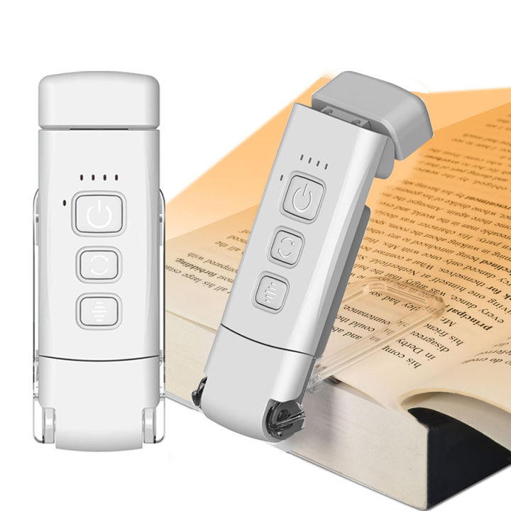 LED Book Light USB Rechargeable Reading Light Eye Protection Night Lamp 3 Colors 5-Level Brightness Portable Clip Bookmark Lamp