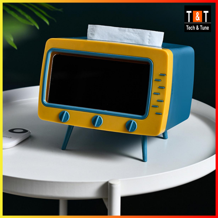 Retro%20TV%20Shaped%20Tissue%20Box%20&%20Phone%20Holder%20Tissue%20Box%20Mobile%20Phone%20Rack%20Bracket%20Plastic%20Household%20Living%20Room%20Desktop%20Creative%20Storage%20Box%20-%20Image%202