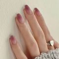 24pcs Nude Pink False Nails Love Design Detachable Nails French Lines Stiletto Point Nail Tips Press On Nail Art Stickers. 