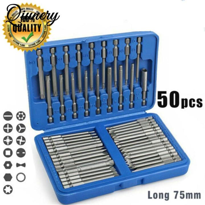 50pcs Extra Long Security Drill Bits Portable Hex Torx Star Flat ...