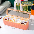 【User-friendly】 Four compartment storage Seasoning box combination set Versatile Convenient packaging Integrated seasoning Household kitchen salt and monosodium glutamate seasoning can Complete set construction for. 