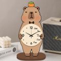 Cute Creative Capybara Table Clock Simple Animal Alarm Clock Wooden Silent Desktop Clocks Gift. 