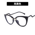 European and American cat eye flat lens TR90 anti blue light ins personalized 2022 new large frame eyeglass frame concave design for women. 