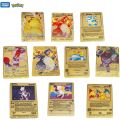 【Serendipity party】Golden Limited Edition English Version Pokemon Cards Pikachu Anime Battle Gift Collection Toy Model.