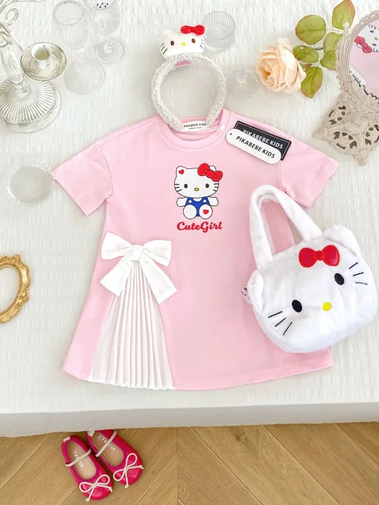 New%202024%20Summer%20Girl%20Cartoon%20Cute%20Short%20sleeved%20Children's%20Kuromi%20Princess%20Bow%20Dress%20-%20Image%208