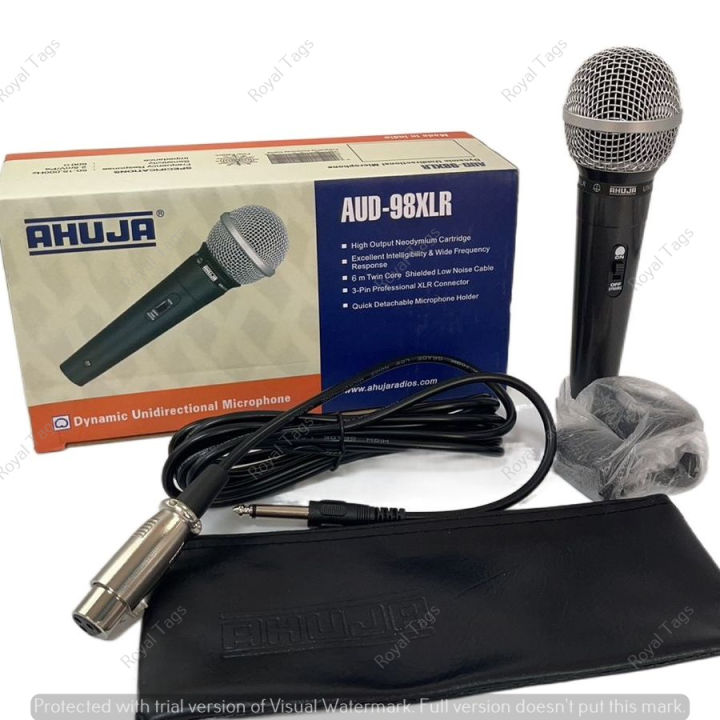 AHUJA AUD 98XLR Professional Dynamic Unidirectional Microphone 3 Pin Wired Corded Microphone High Output Neodymium Cartridge Excellent Intelligibility
