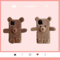 Soft Plush Phone Case For iPhone 11 12 13 14 Pro XR X Xs Max mini 7 8 6 6s Plus MAX 5 5S SE 3D Teddy bear Fur Back Cover. 