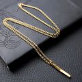 Fashion Simple Pendant Necklace Men Punk Trendy Spiral Straight Stainless Steel Chain Geometric Y-Necklace Rectangle Cuboid Stick Pendant Necklace for Men Jewellery Gift. 