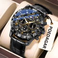 POEDAGAR 973 Moon New Luxury Genuine Leather Men Quartz Watches Luminous Daily Life Waterproof Chronograph fashion Analog Watch for men - Watch For Men.