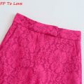 Rose Hot Pink Wide Leg Pants Straight Woman Elegant Long Trousers PB ZA Female Zipper 1971240. 