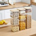 PET Plastic Food Sealed Storage Box with Bamboo Lid Coffee Beans Kitchen Storage Containers Kitchen Container Organizer.