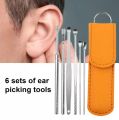6pcs Stainless Steel Ear Pick Cleaner Ear wax Remover with Storage Box. 