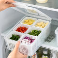 Refrigerator Six-point Grid Storage Fresh Boxes Drain Division Basket Storage Containers Kitchen Box. 