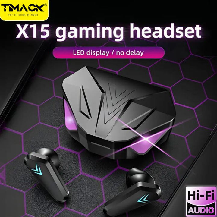 Timack%C2%AE%20X15%20Gaming%20Earbuds%20Wireless%20Earphone%20Bluetooth%205.0%20Low%20Latency%20Stereo%20Bass%20Handsfree,%20Touch%20Control%20Noise%20Cancelling%20Wireless%20Headphone%20with%20Microphone%20-%20Image%202