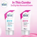 Veet 25gm X 2, Normal+Sensitive Skin Hair Removal Cream for Body & Legs, Freshest Smell with Organic Aelo Vera and Rose Extract, Dermatologically Tested.