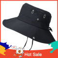 【3C VictoryEagle】Summer Men Bucket Hat Solid Color Anti Sun Wide Adjustable Fisherman Cap.