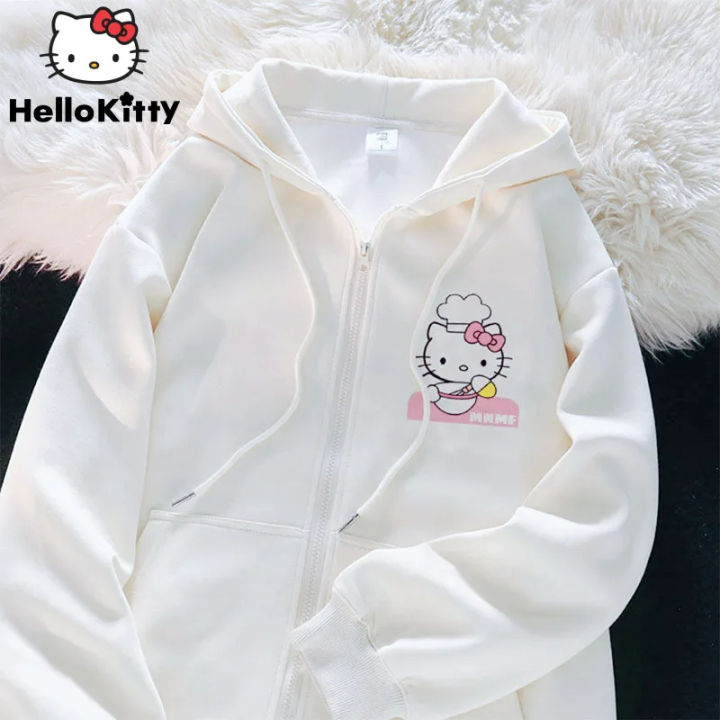 Sanrio Anime Cute Printed Hoodies Women Cartoon Hello Kitty Y2k Korean