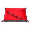 Amusing Red Handcrafted Dice Tray Collapsible Desktop Box + 7 Dices For Board Gaming Fun. 
