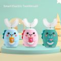 360° Kids Sonic Electric Toothbrush Silicone U-Shaped Automatic Ultrasonic Teeth Tooth Brush Cartoon Pattern Children Blue Light.