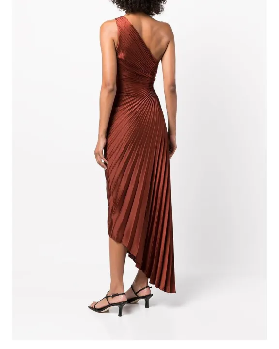 With%20Label%20ALC**%20Summer/Autumn%20Women%20Dress%20Polyester%20Asymmetry%20One-Shoulder%20Brown%20Hole%20Ankle-Length%20Vintage%20High%20Waist%20-%20Image%203