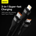 Baseus 3 in 1 USB Type C Cable 100W Fast Charging Data Cable for iPhone 13 Pro Phone Charger for Xiaomi Samsung Micro USB Cable. 