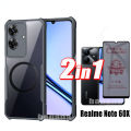 2 in 1 Realme Note 60X Shockproof Case for Realme Note 60 C75 Anti Blue Light Ray Tempered Glass.