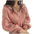 【Top Selling Item】 2023 Korean Style Casual Hooded Knitted Cardigan Laid-back Loose Elegant Zipper Sweater Jacket. 