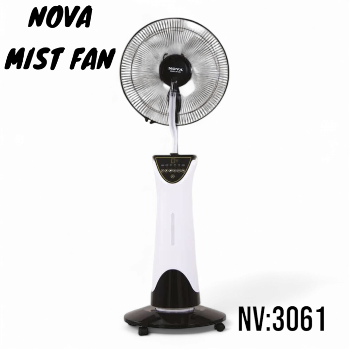Nova Rechargable 16"AC/DC Mist Fan With Solar Function NV-3061 Remot Control Electric Charger Fan