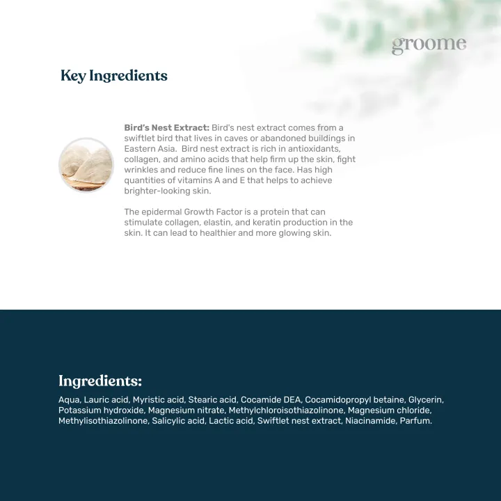Groome%20Bird%E2%80%99s%20Nest%20Brightening%20Face%20Wash%20daily%20face%20wash%20deep%20cleansing%20bright%20skin%20reduce%20dark%20spots%20improved%20skin%20creamy%20texture%20all%20skin%20types%20-%20Image%205
