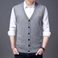 Men Fashion Brand V Neck Knit Korean Vest Outwear Cardigan Men Sleeveless Button Wool Blended High Quality Casual Mens Clothes.