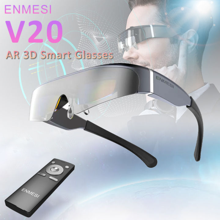 ENMESI V20 3D AR Smart Virtual Glasses 4K 200 Inch Max Screen VR All-in-One With Dual FHD Micro-OLED&0-500° Myopic Smart Lens