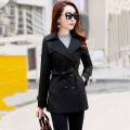 New Double-ed Spring Autumn Jacket Women's Fashion Belt Slim Thin Short Outerwear Elegant Female Plus Size Coat 140. 