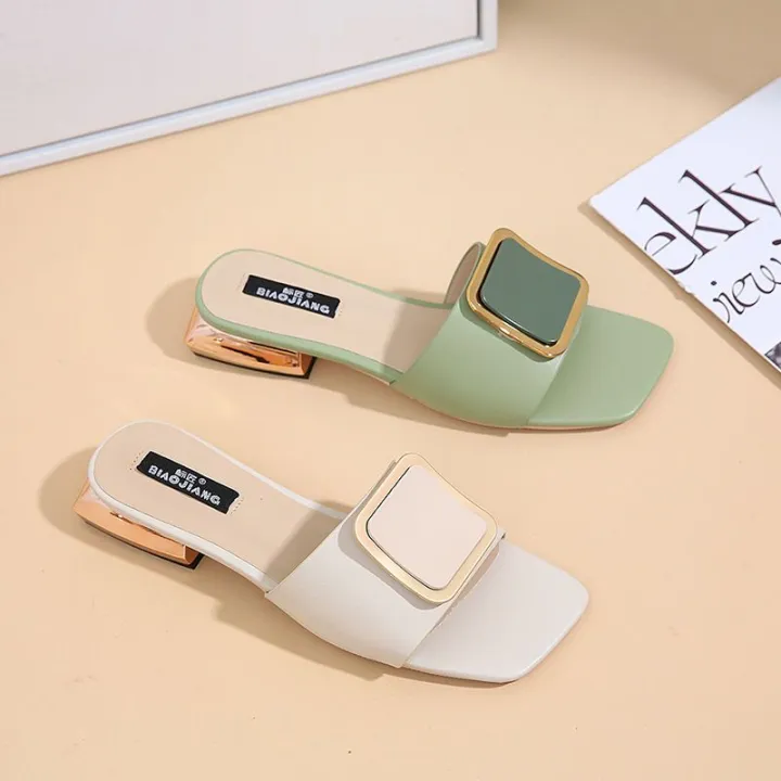 2024%20New%20Summer%20Ladies'%20Sandals%20Women's%20Summer%20Outdoor%20Wear%20Fashion%20Slippers%20out%20Flat%20Bottom%20One-Word%20Net%20Red%20All-Match%20-%20Image%205