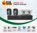 Uniview 4 Camera Package With all accessoriess,  XVR 2 MEGA XVR301-04F Camera, HDD 1Pcs, Balun Adapter , CAT6 Cable 40Meter, support AHD/TVI/CVI/CVBS/IP, 2MP input, 2MP encoding capability, audio over coaxial. 