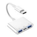 3 In 1 Type C OTG Adapter USB 3.0 PD Fast Charging Cable Splitter U Disk Reader Hub For Mobile Phone Laptop PC Accessories. 