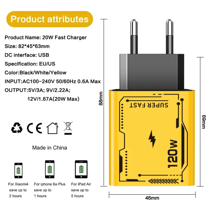 TIMACK%C2%AE%204%20Ports%20Fast%20Charger%20Type%20C%20Quick%20Charge%203.0%20USB%20C%20Wall%20Charger%20Adapter%20For%20iPhone%20Samsung%20Xiaomi%20mi%20PD%20USB%20Fast%20Charging%20-%20Image%209