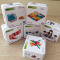 Children Wooden Puzzle Domino Tangram Toys Early Learning Education Intelligence Kids Interactive Game Toys with Retail Box.