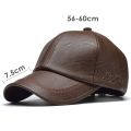 Leather Cap for Men Solid Winter Pu Leather Baseball Caps Snapback Hat Bone Masculino Fitted Hats. 