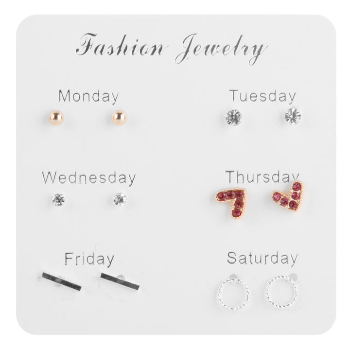 6%20Pairs%20One%20Week%20Stud%20Earrings%20Sweet%20Korean%20Style%20Earrings%20Set%20For%20Women%20Girls%20Jewely%20Gift%20-%20Image%209