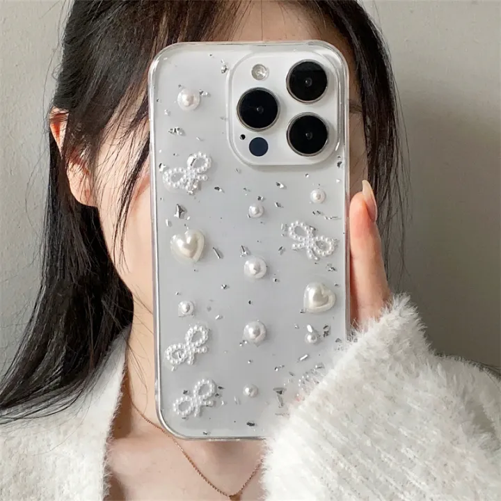 3D%20Pearl%20Bow%20Silver%20Foil%20Epoxy%20Phone%20Case%20For%20iPhone%2015%2014%2013%2012%2011%20Pro%20Max%20XS%20Max%20XR%20X%207%208%20Plus%20Cute%20Clear%20Soft%20Silicone%20Cover%20-%20Image%204