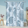 Ocean Underwater World Shower Curtain Starfish Seahorse Bathroom Curtain Home Decor Bath Screen Waterproof Polyester with Hooks.