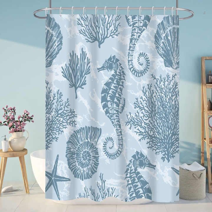 Ocean%20Underwater%20World%20Shower%20Curtain%20Starfish%20Seahorse%20Bathroom%20Curtain%20Home%20Decor%20Bath%20Screen%20Waterproof%20Polyester%20with%20Hooks%20-%20Image%202