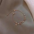 Korean Fashion Cute Star Moon Bracelets for Women Colorful Natural Stone Zircon Adjustable Pearl Chain Bracelet Wedding Jewelry.