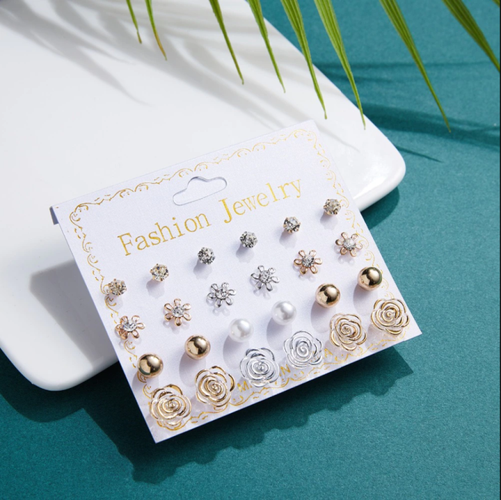 Trendy%20Mixed%20Design%20Pearl%20Stud%20Earrings%20Set%20for%20Women%20New%20collection%20-%2012%20Pairs%20Earring%20for%20Women%20-%20Earring%20Set%20for%20Girls%20Stylish%20Simple%20Top%20-%20Image%203