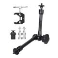 Magic Arm With Super Clamp 11 inch Articulating Friction Crab Clamp With 1/4 inch And 3/8 inch Thread For Dslr Camera Rig, Monitor,Led Lights And Flash Light.
