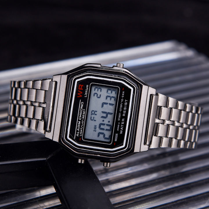 (NEW)F-91W Steel Strap Watch Men Vintage LED Digital Sports Watches  Electronic Women Wrist Watch Band Clock Ladies 1Pcs
